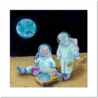 Children playing on the moon. Future space engineers. Raising the future Posters and Art